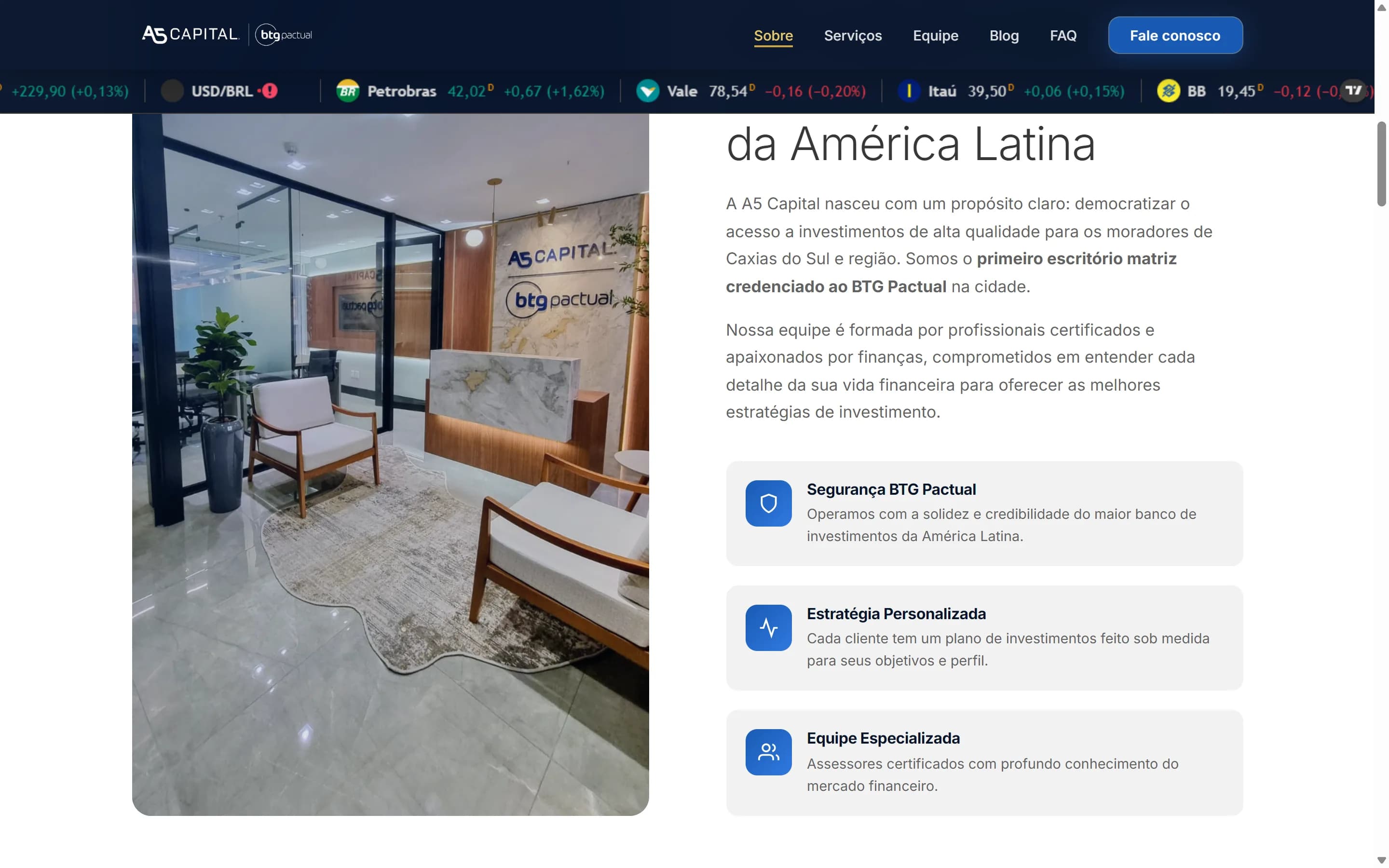 Destaque do site A5 Capital