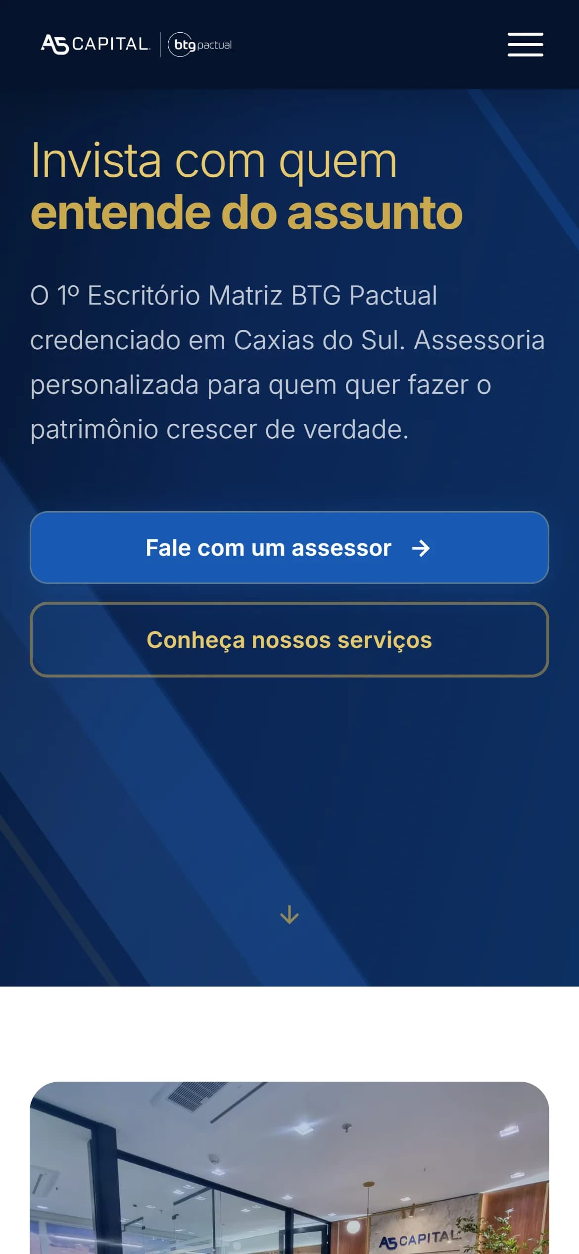 Topo do site no celular