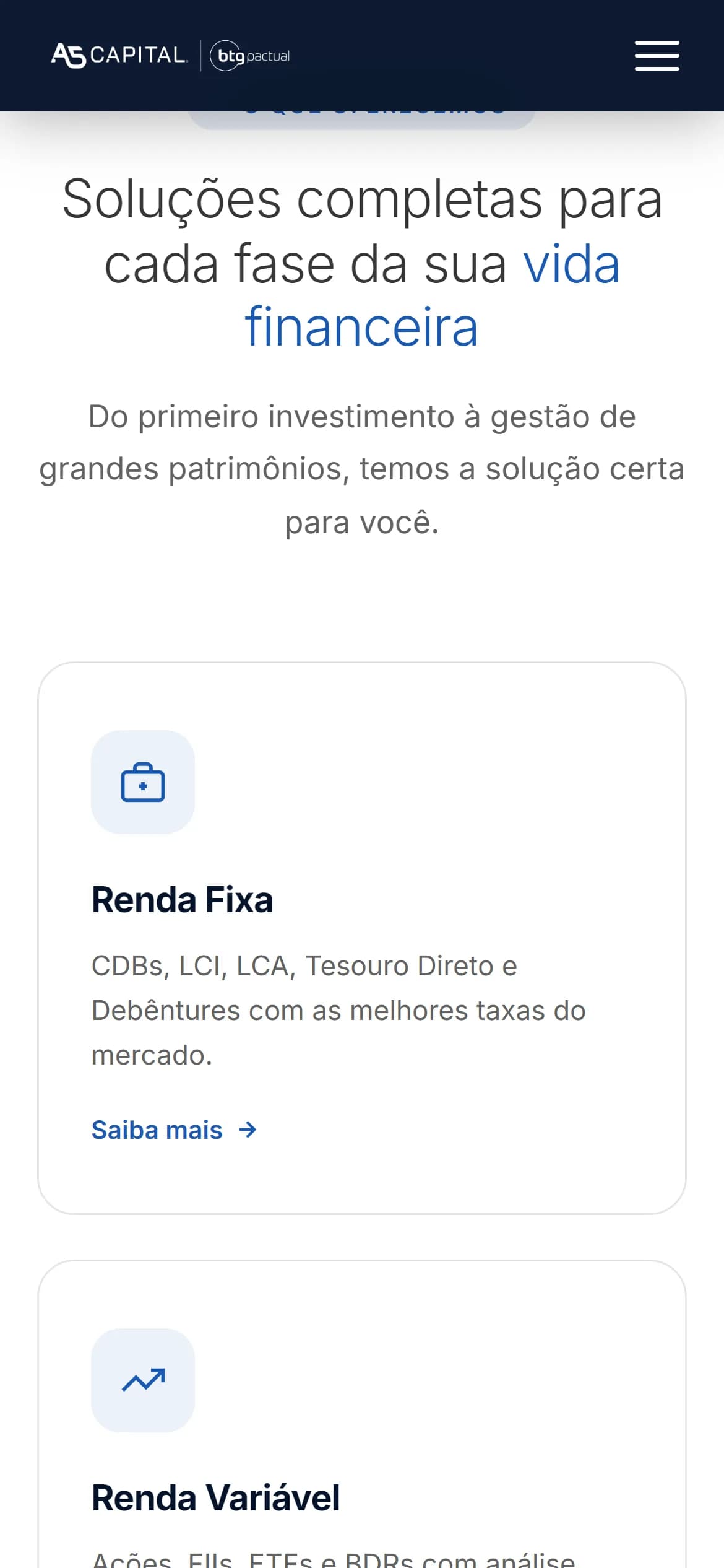 Seção final no celular