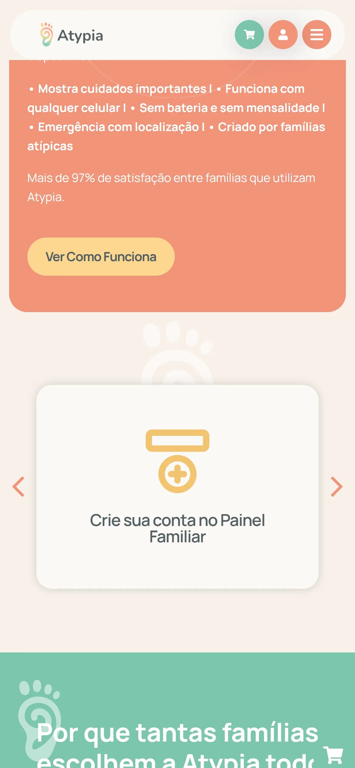 Seção interna no celular