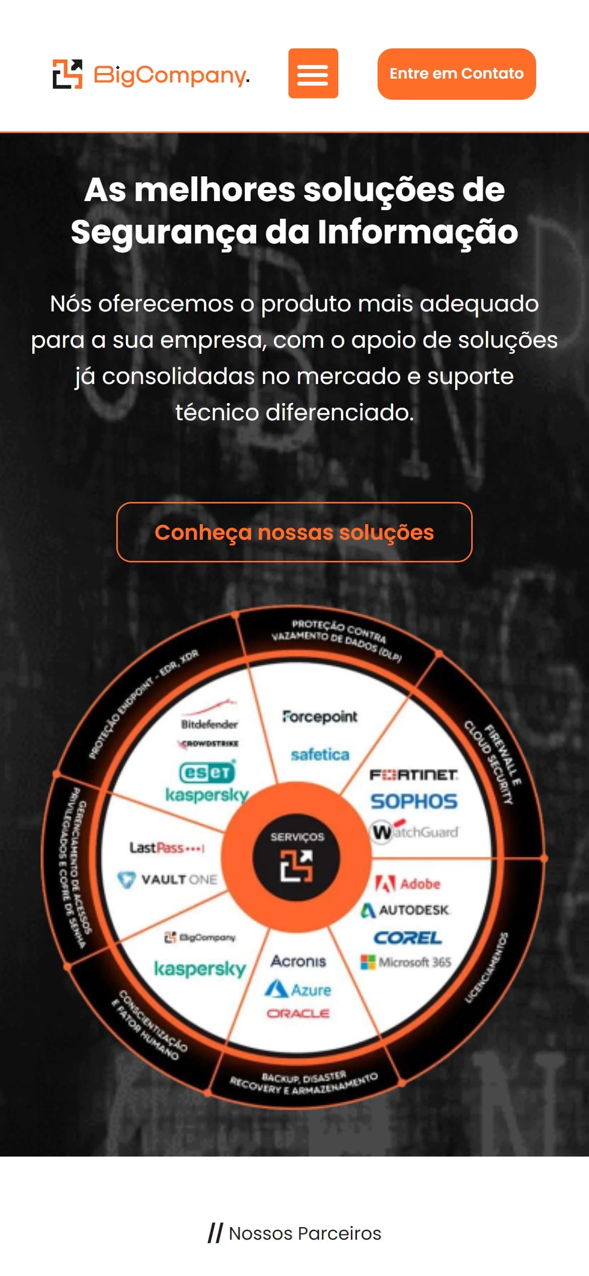 Topo do site no celular