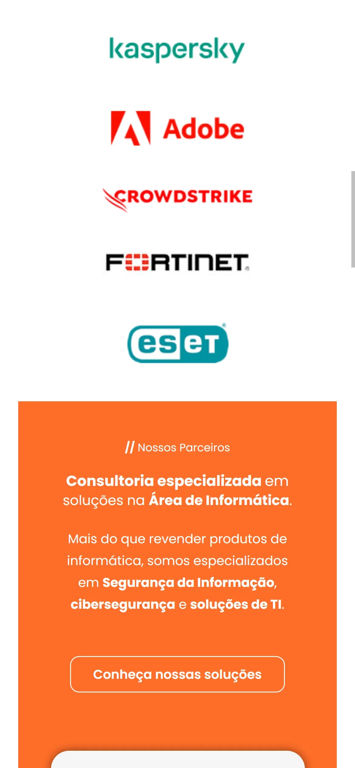 Seção interna no celular