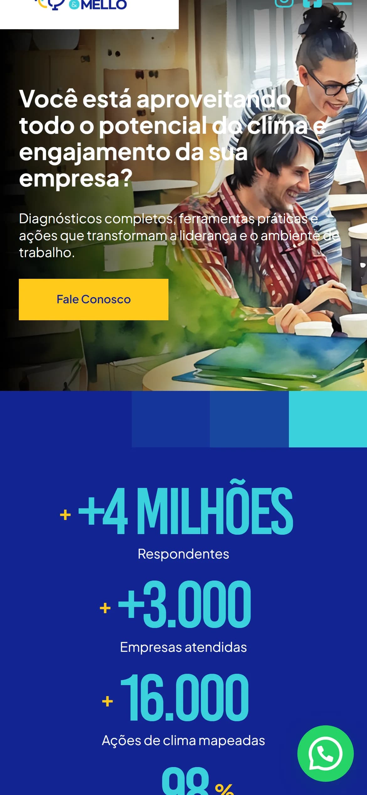 Topo do site no celular