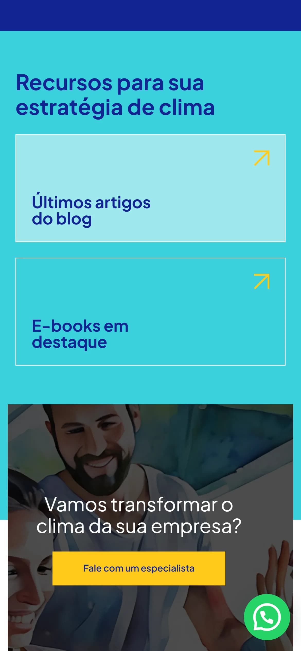 Depoimentos de clientes no celular