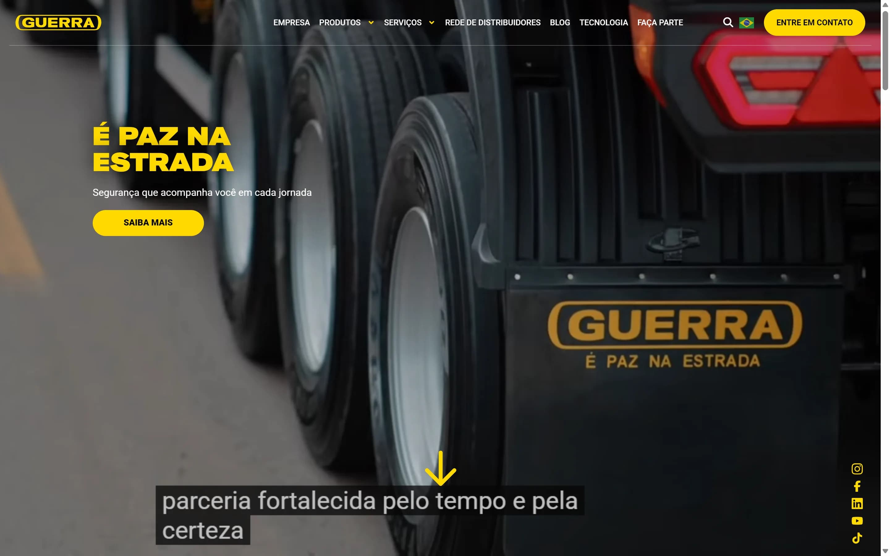 Primeira dobra do site Guerra Implementos