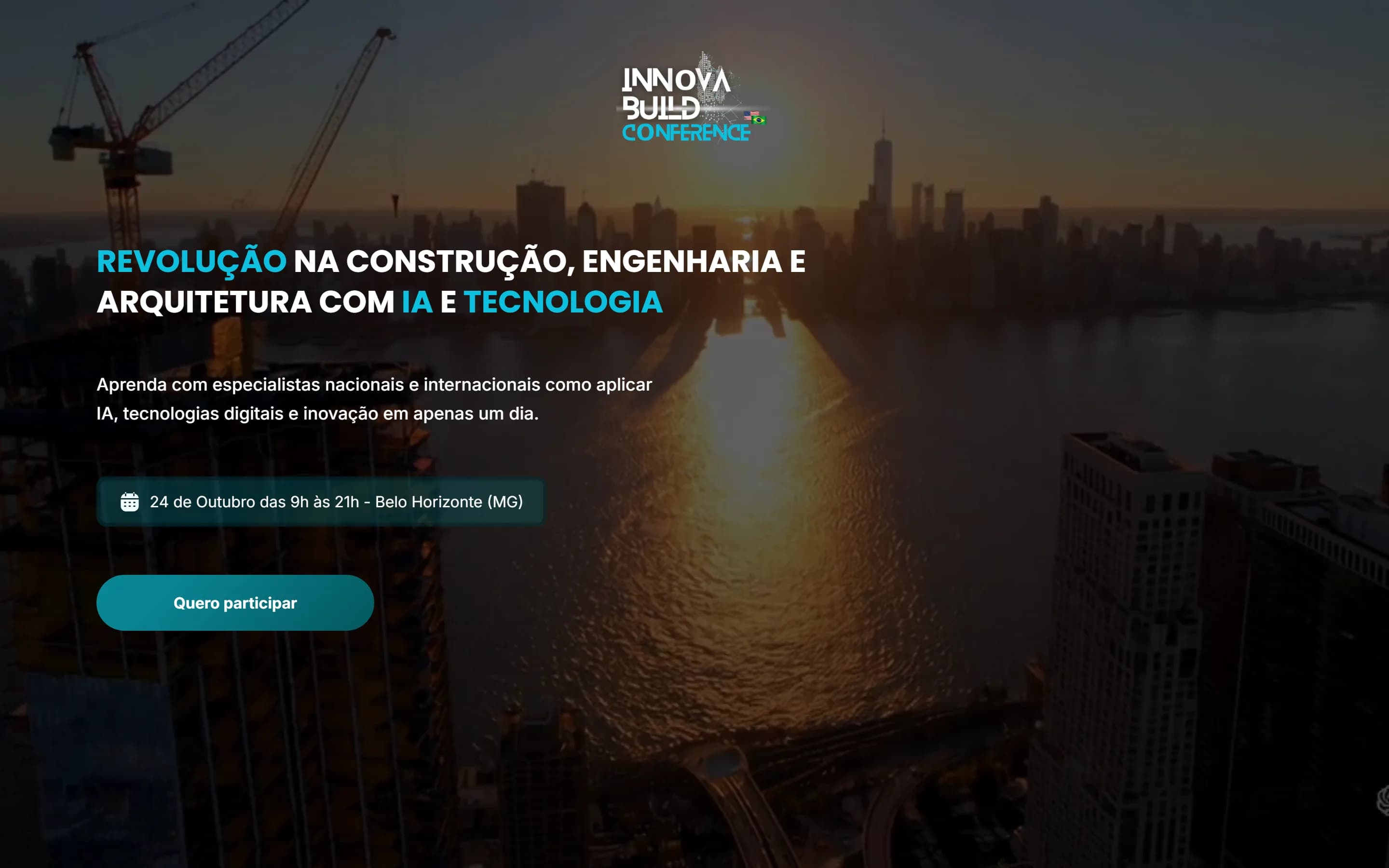 Primeira dobra do site Innova Build Conference