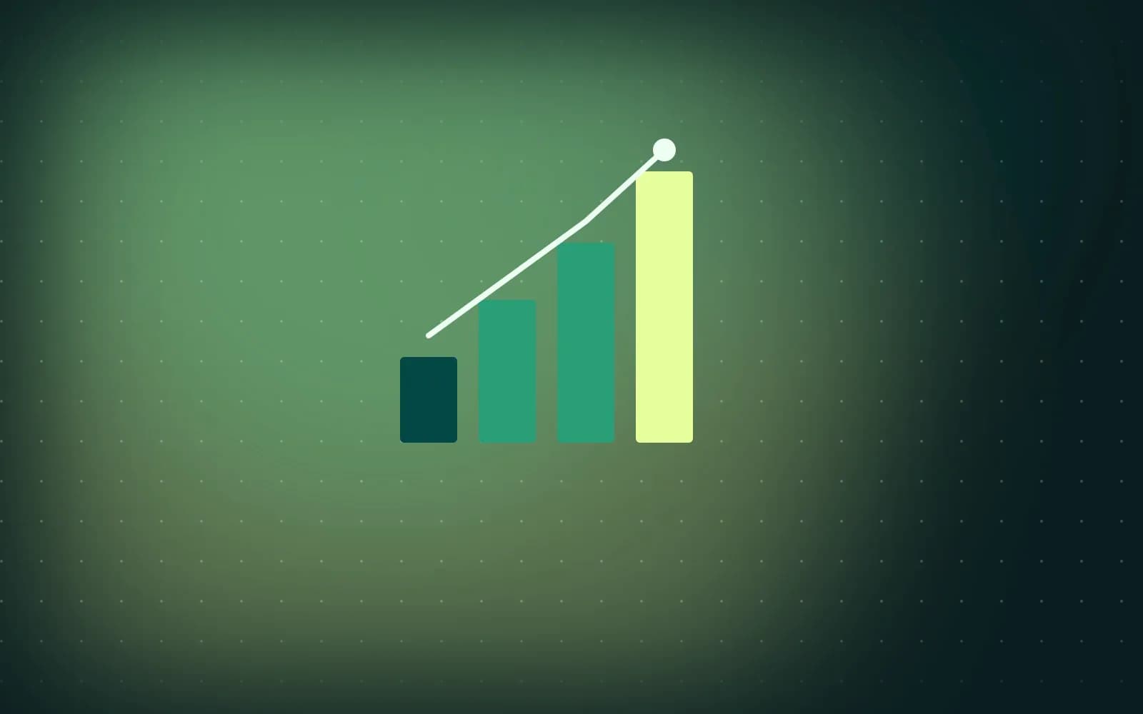 Ilustração de um gráfico de barras crescente com linha de tendência