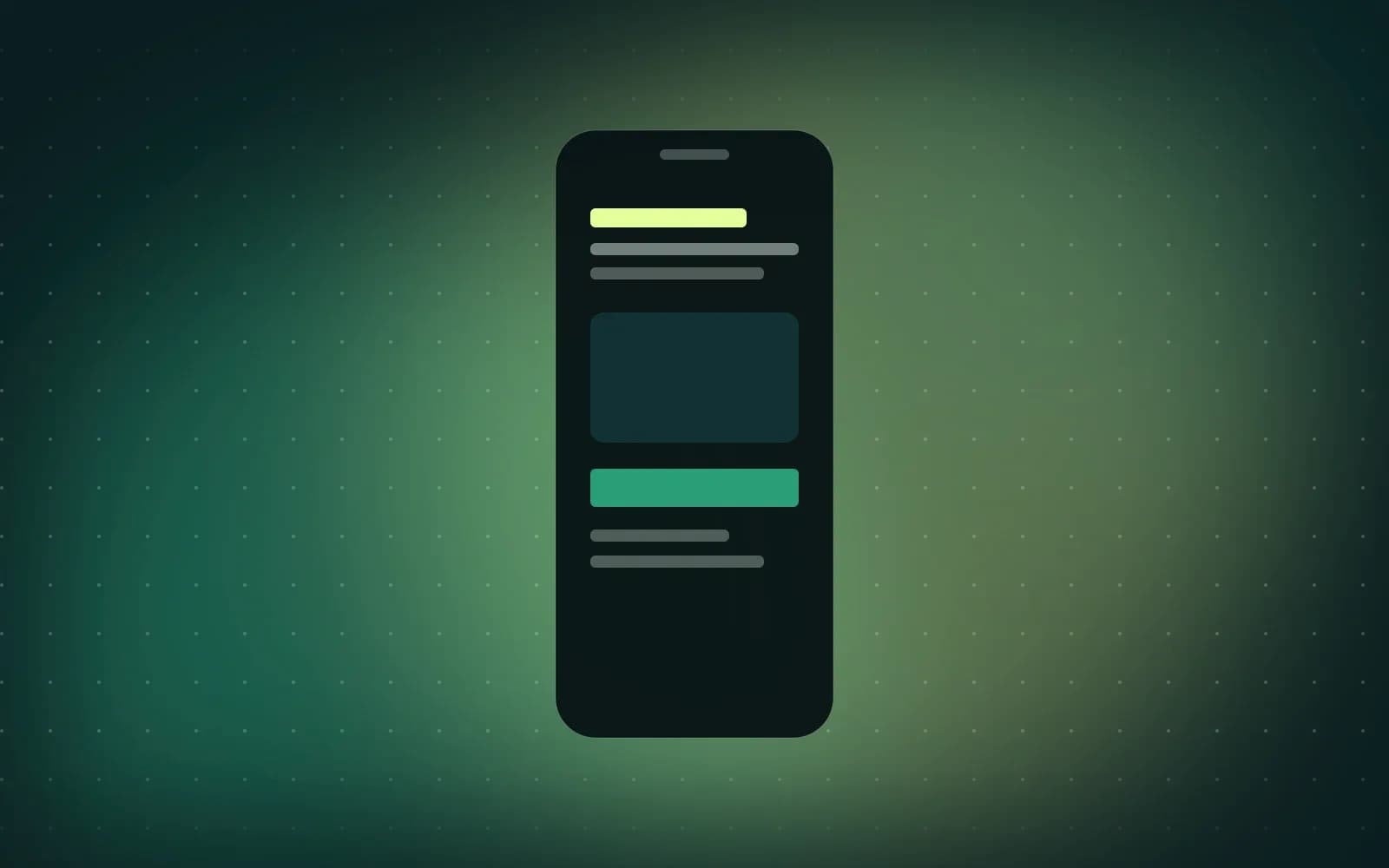 Ilustração de um celular com uma página aberta e botão verde