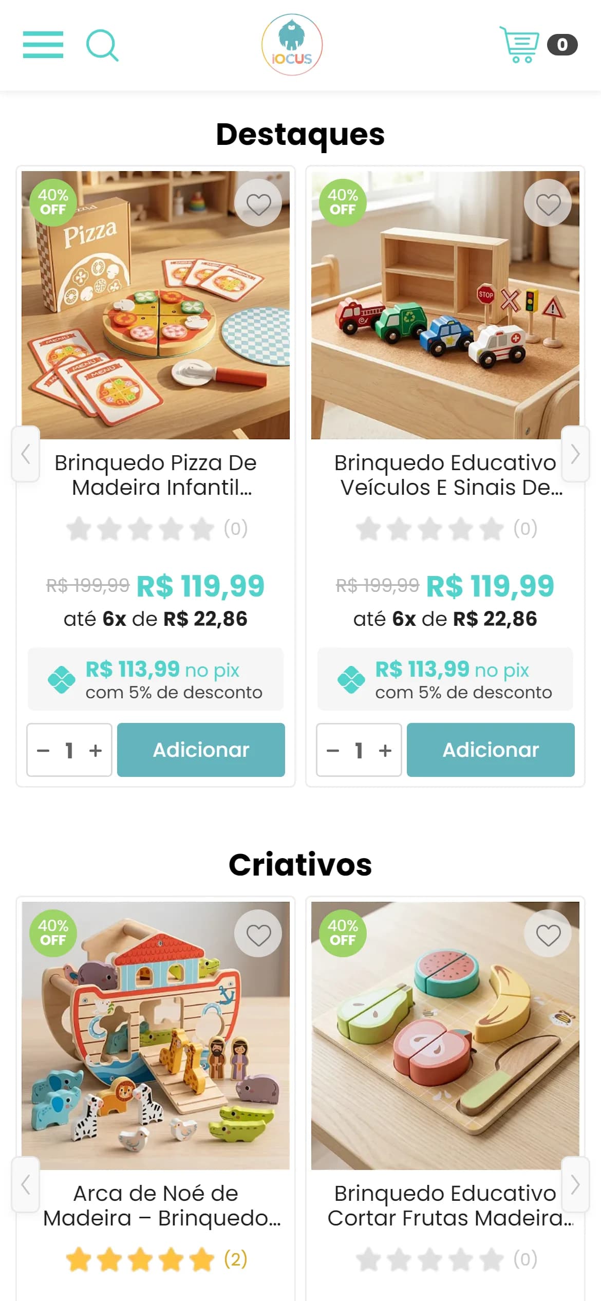 Seção interna no celular