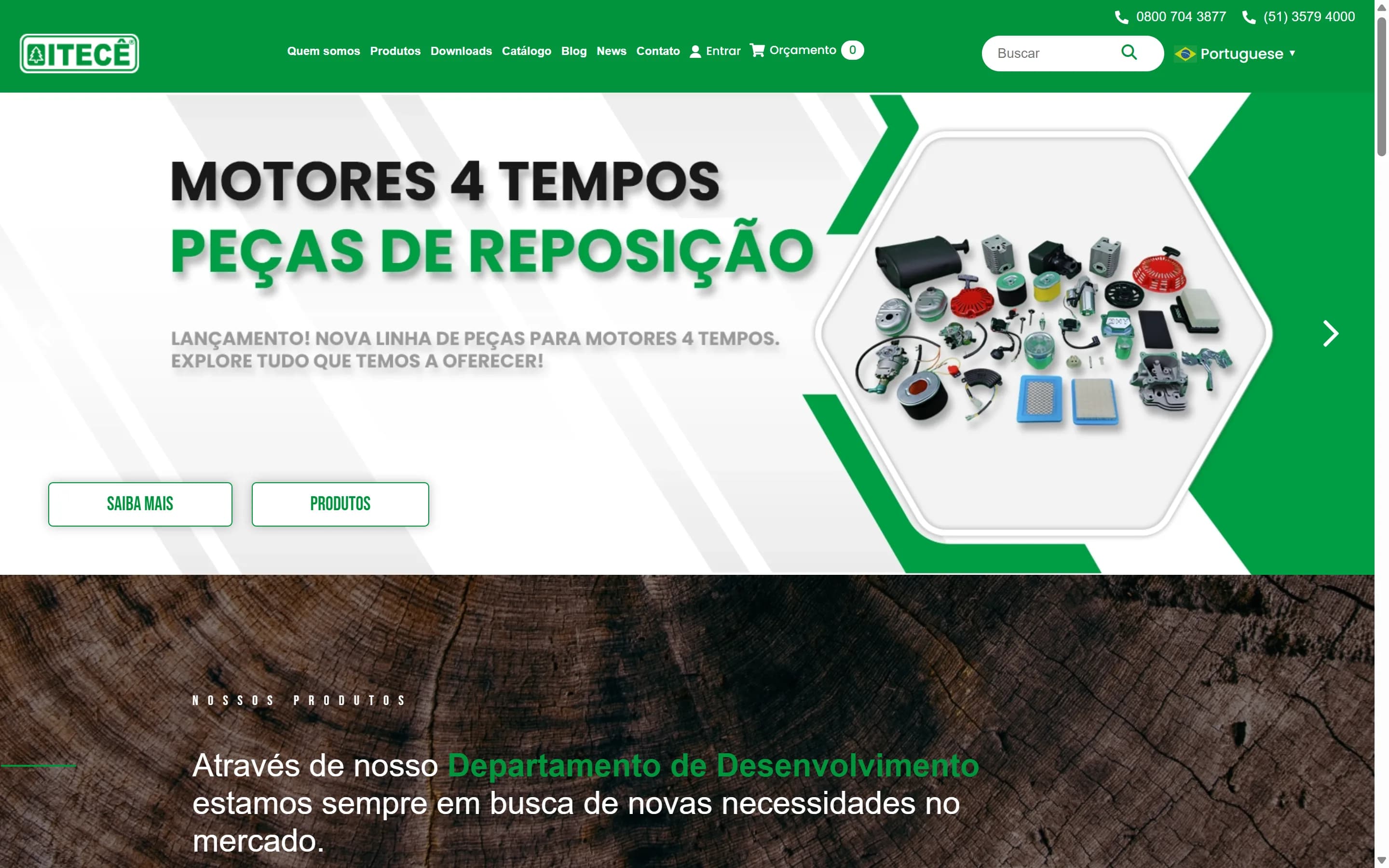Primeira dobra do site Itecê