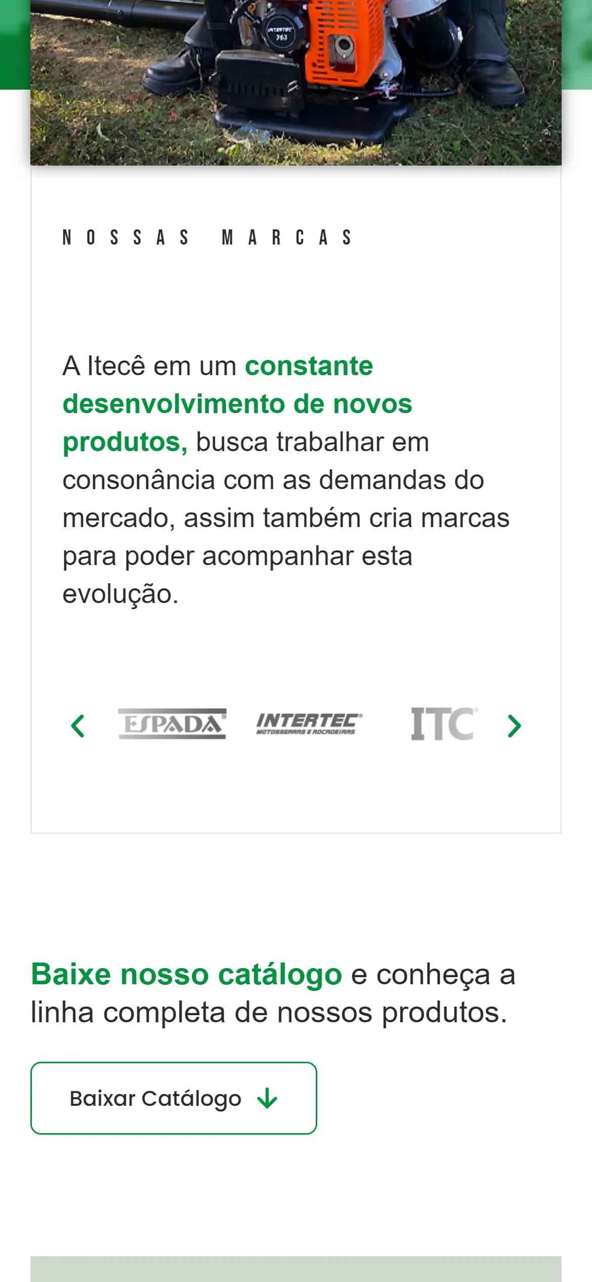 Seção final no celular