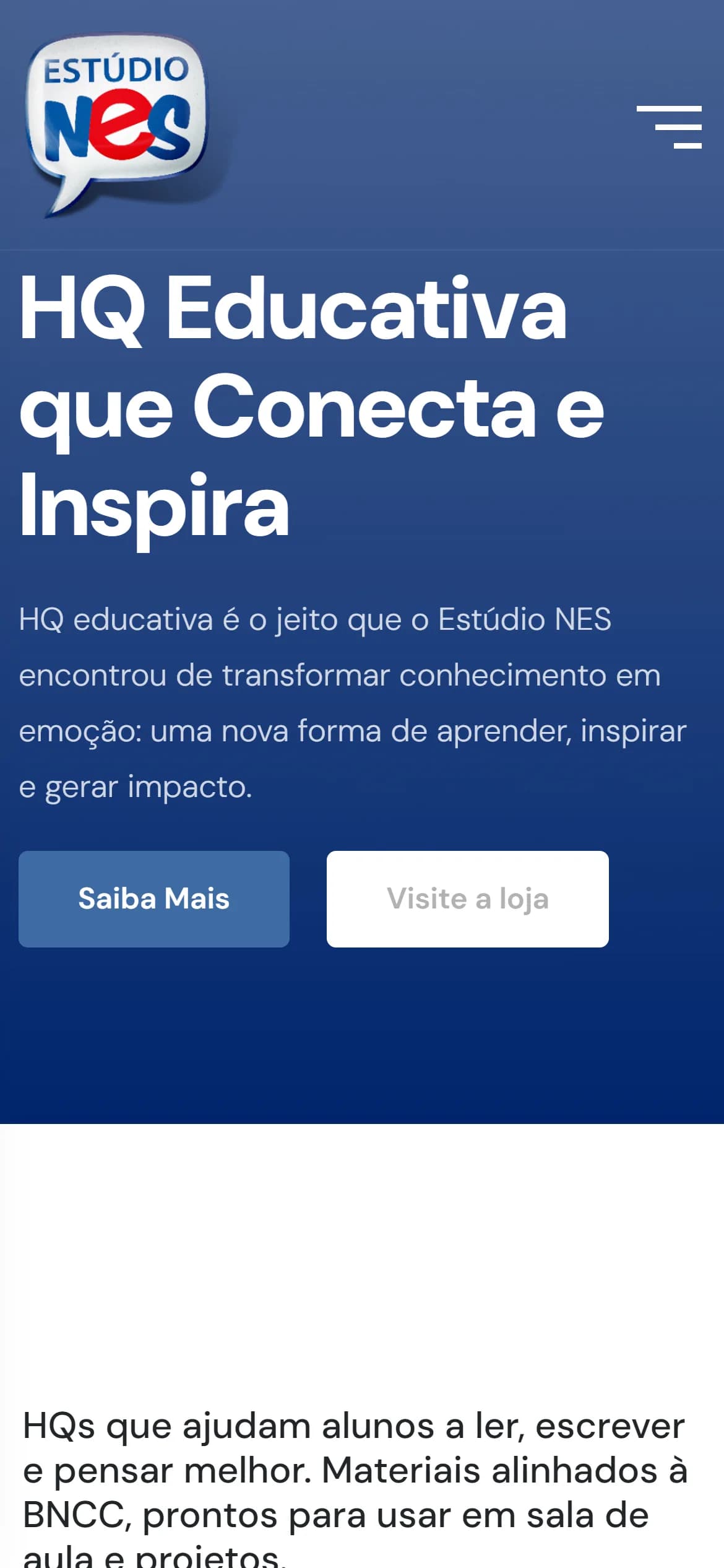 Topo do site no celular