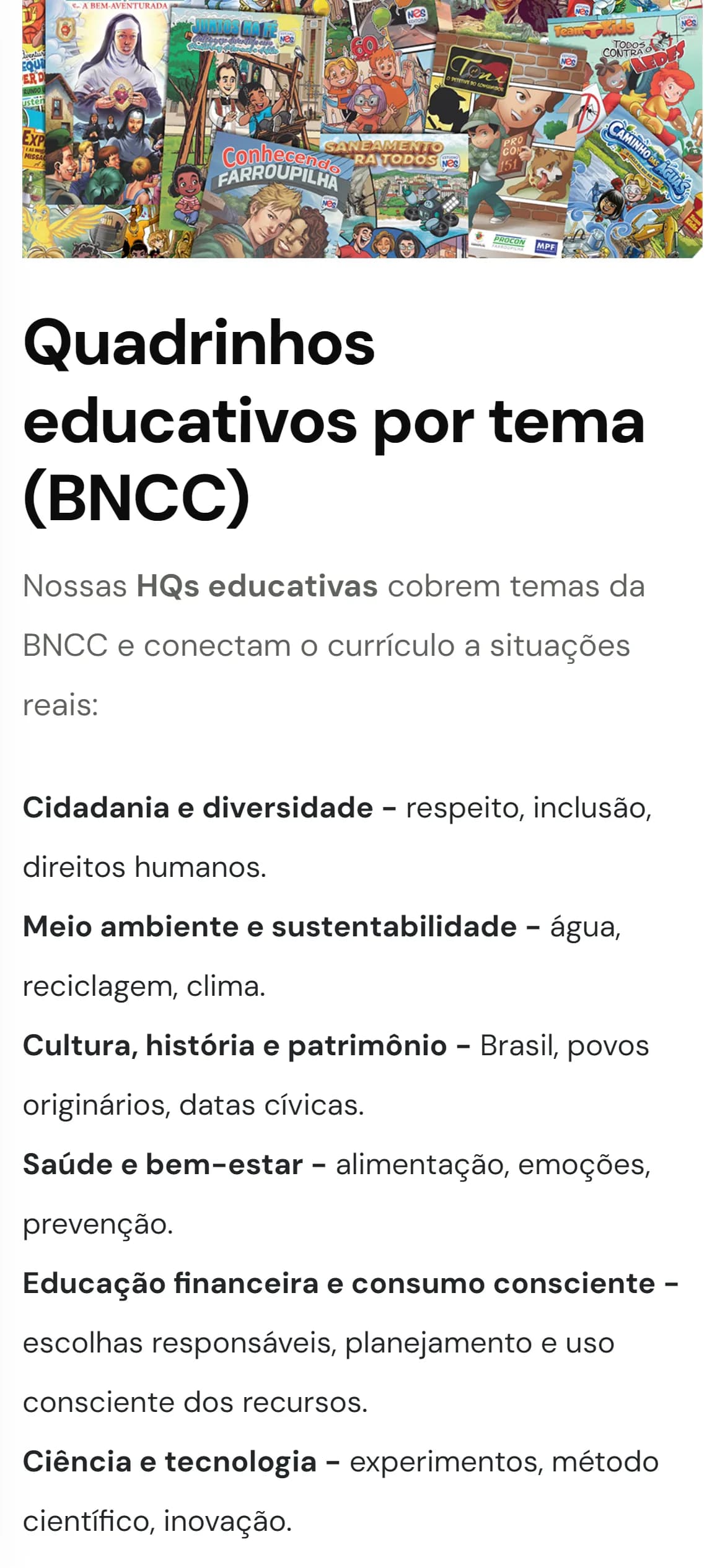 Seção interna no celular