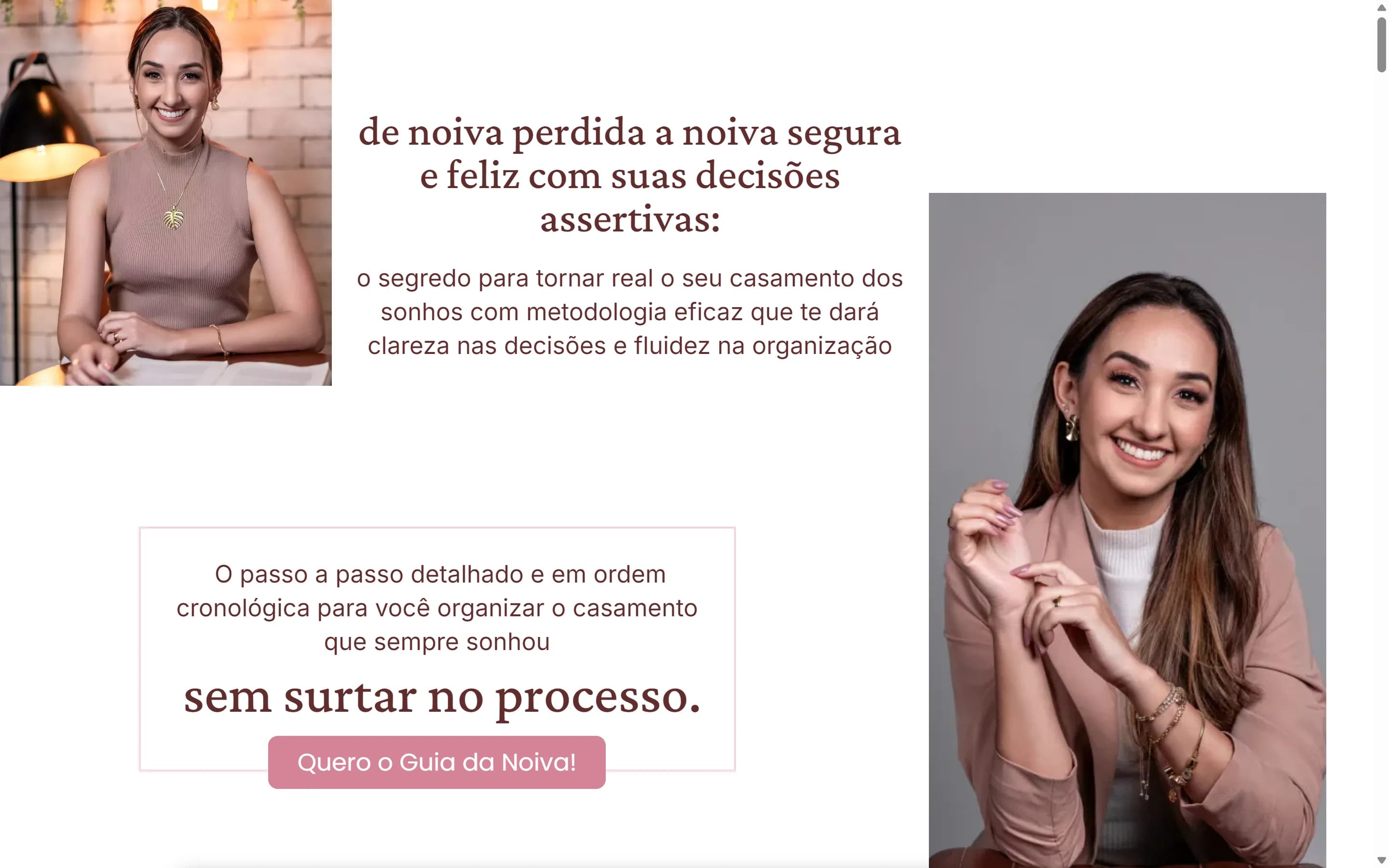 Primeira dobra do site Guia da Noiva