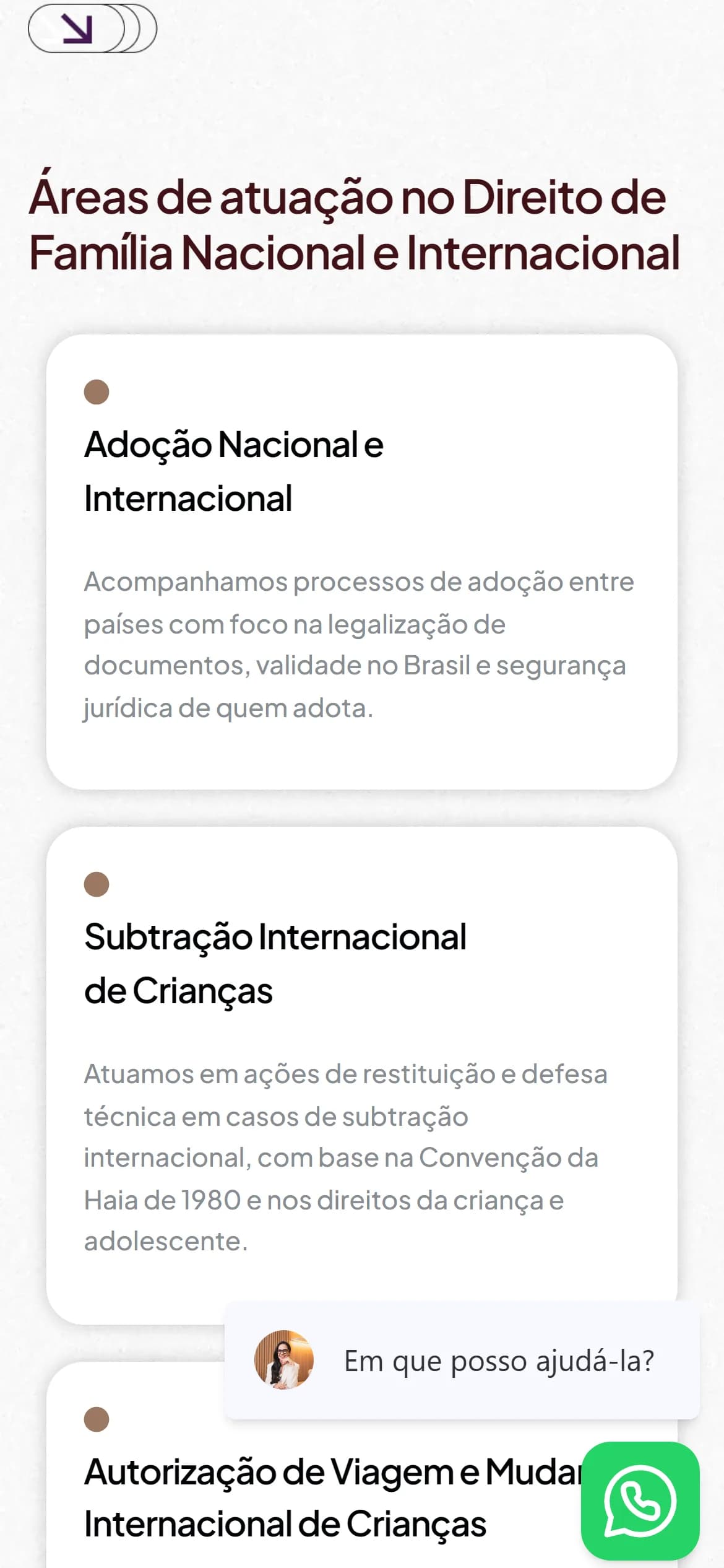 Topo do site no celular