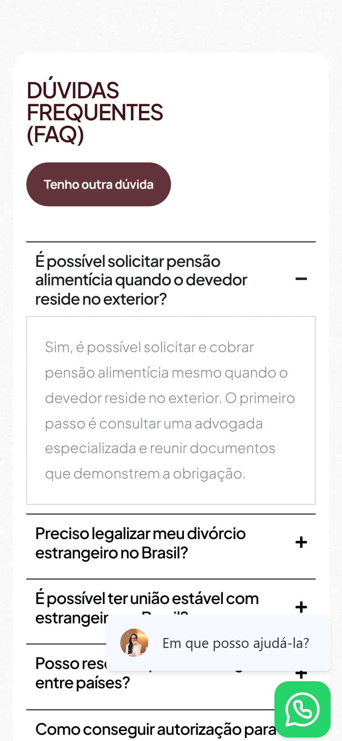 Áreas de atuação no celular