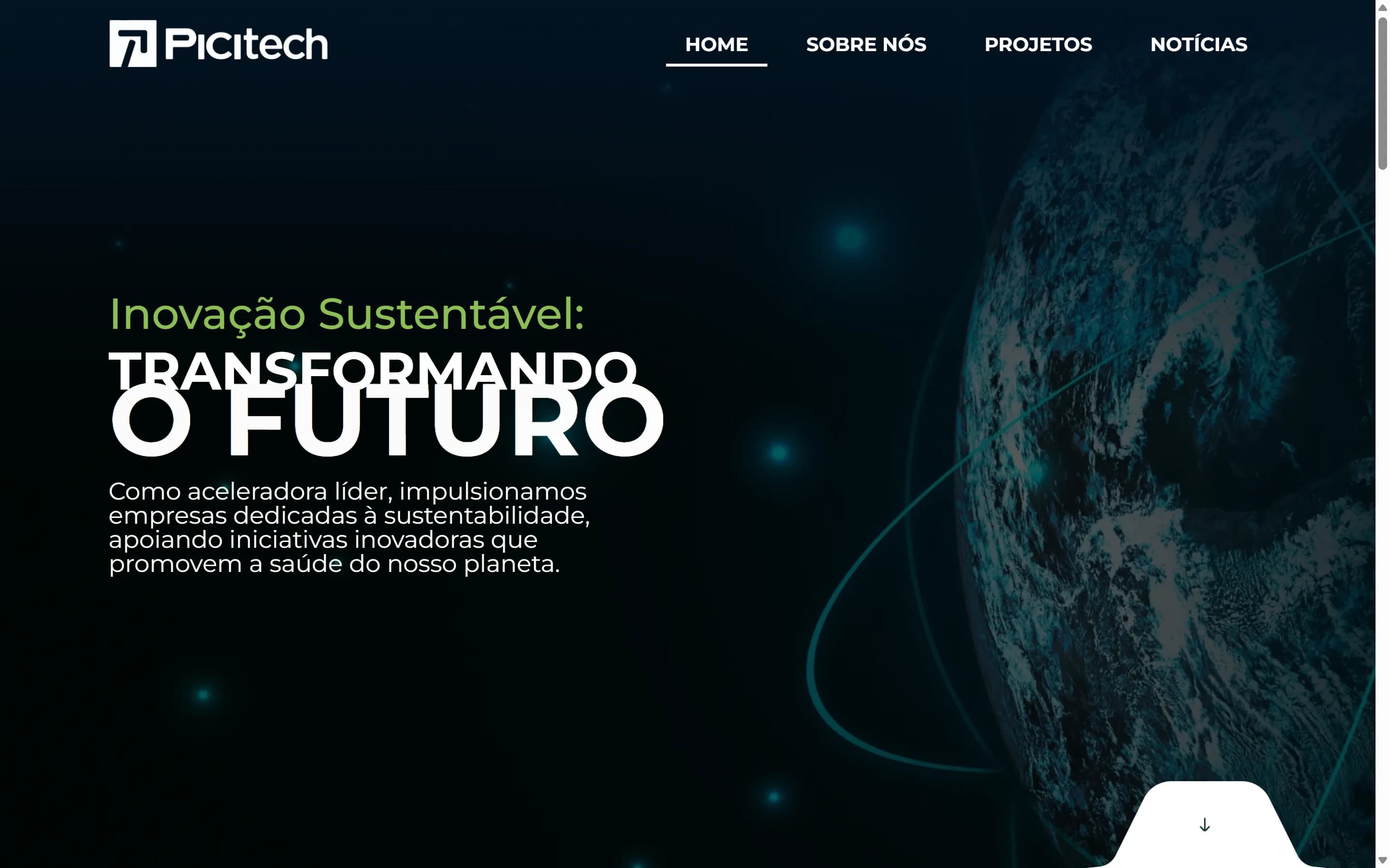 Primeira dobra do site Picitech