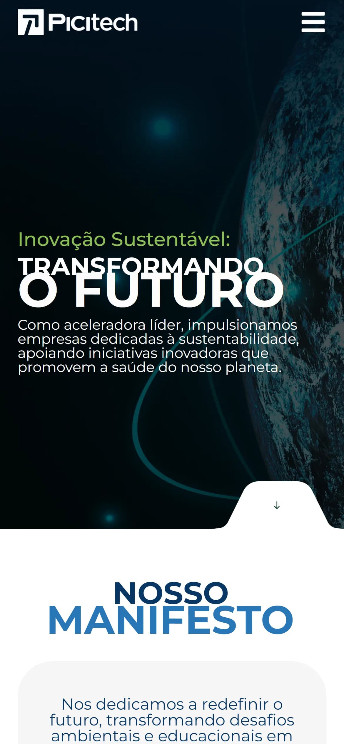 Topo do site no celular