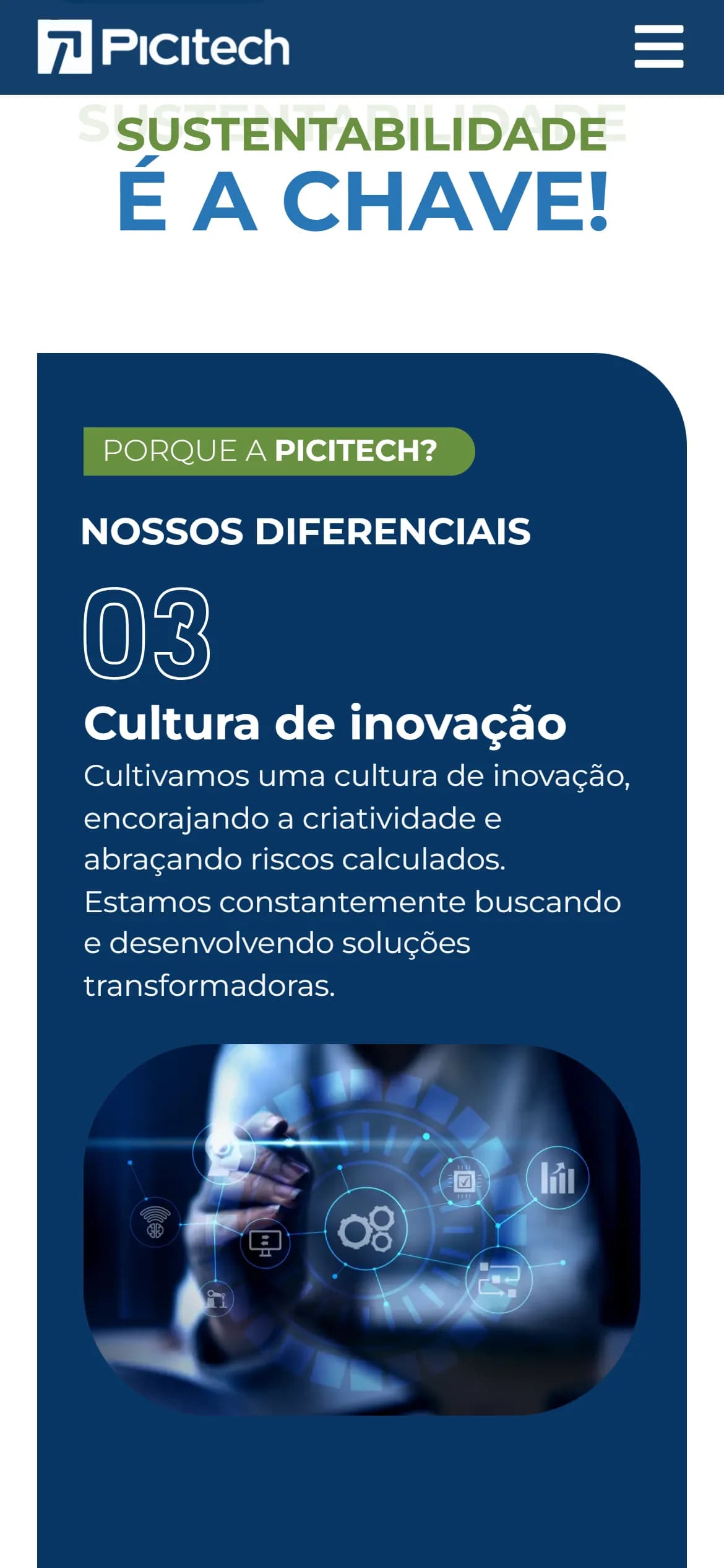 Seção interna no celular