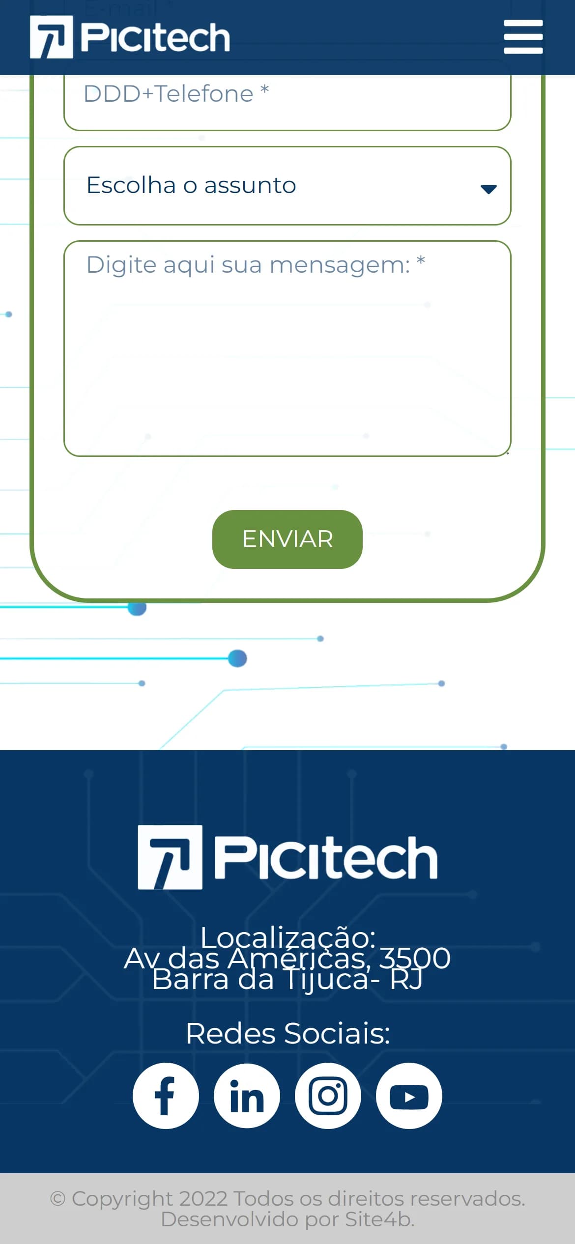 Seção final no celular