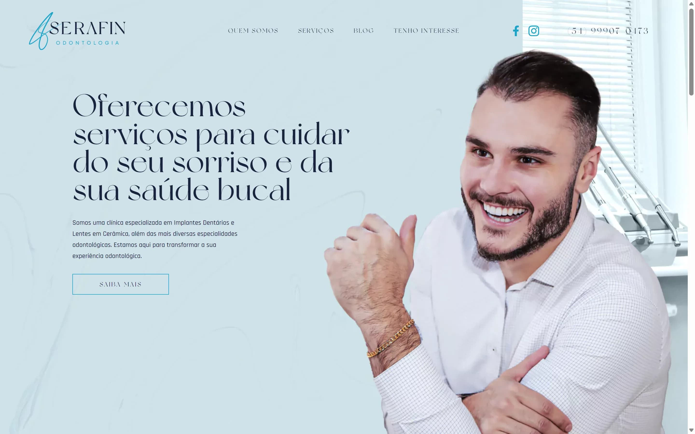 Primeira dobra do site Serafin Odontologia