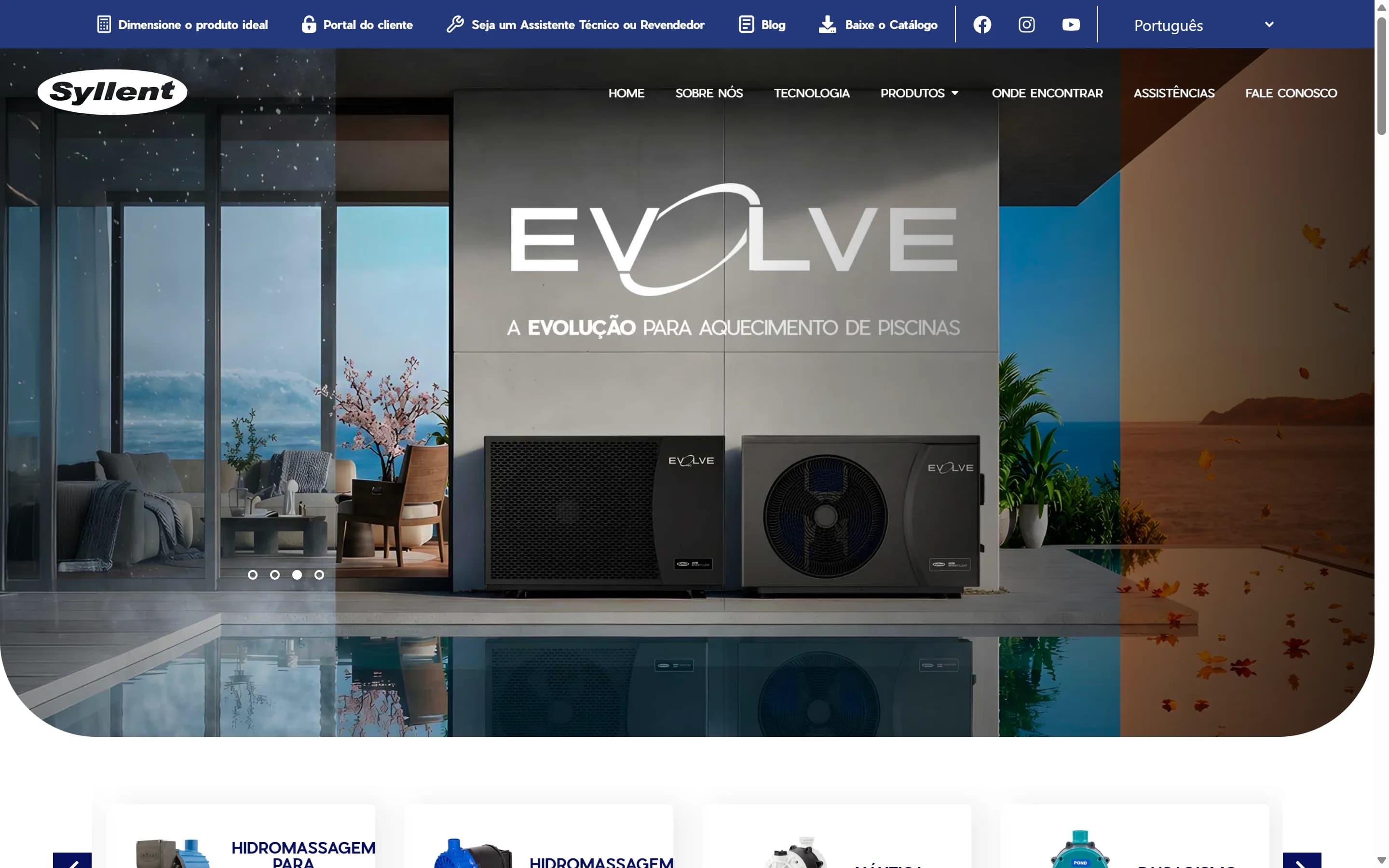 Primeira dobra do site Syllent