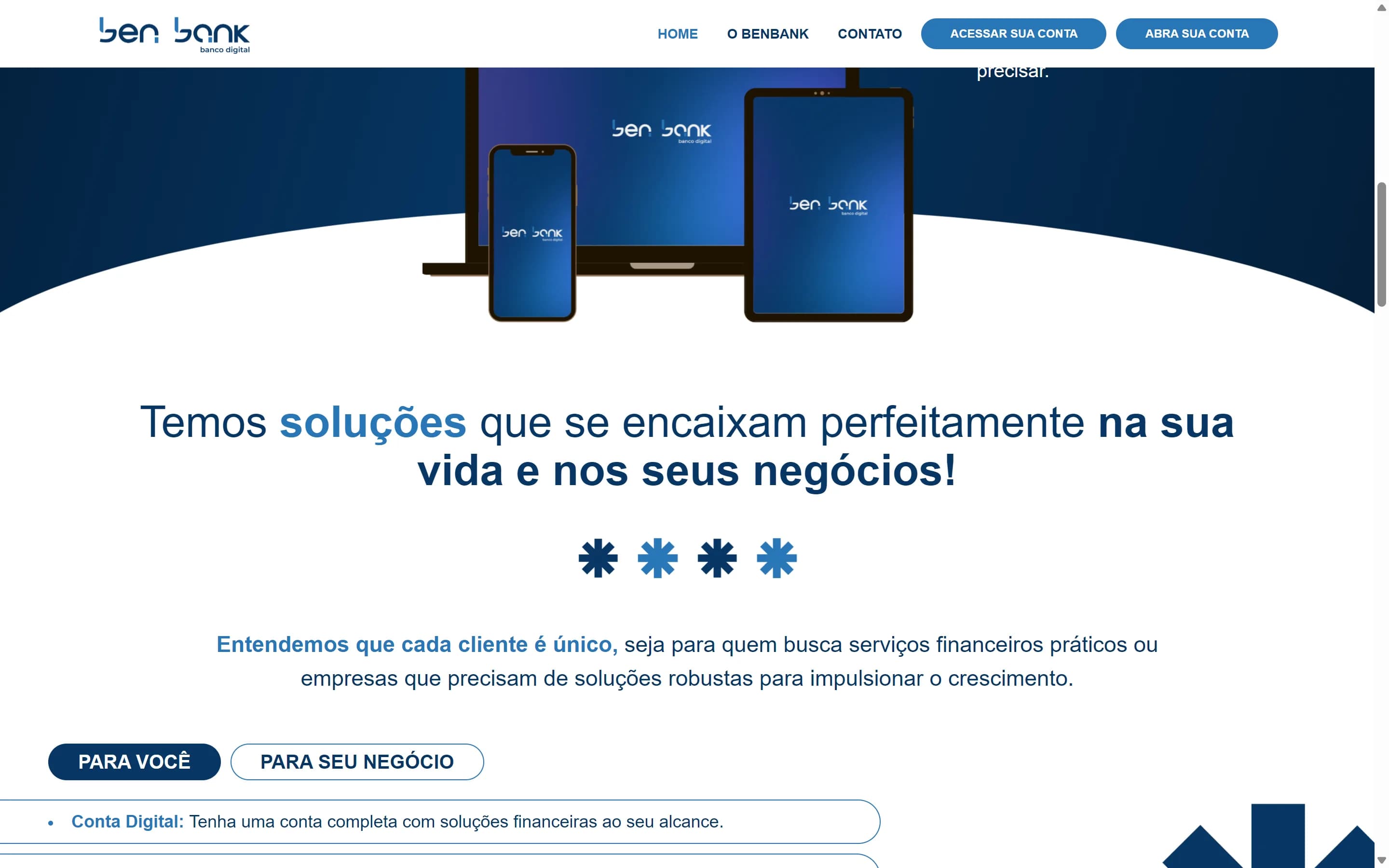 Destaque do site Benbank