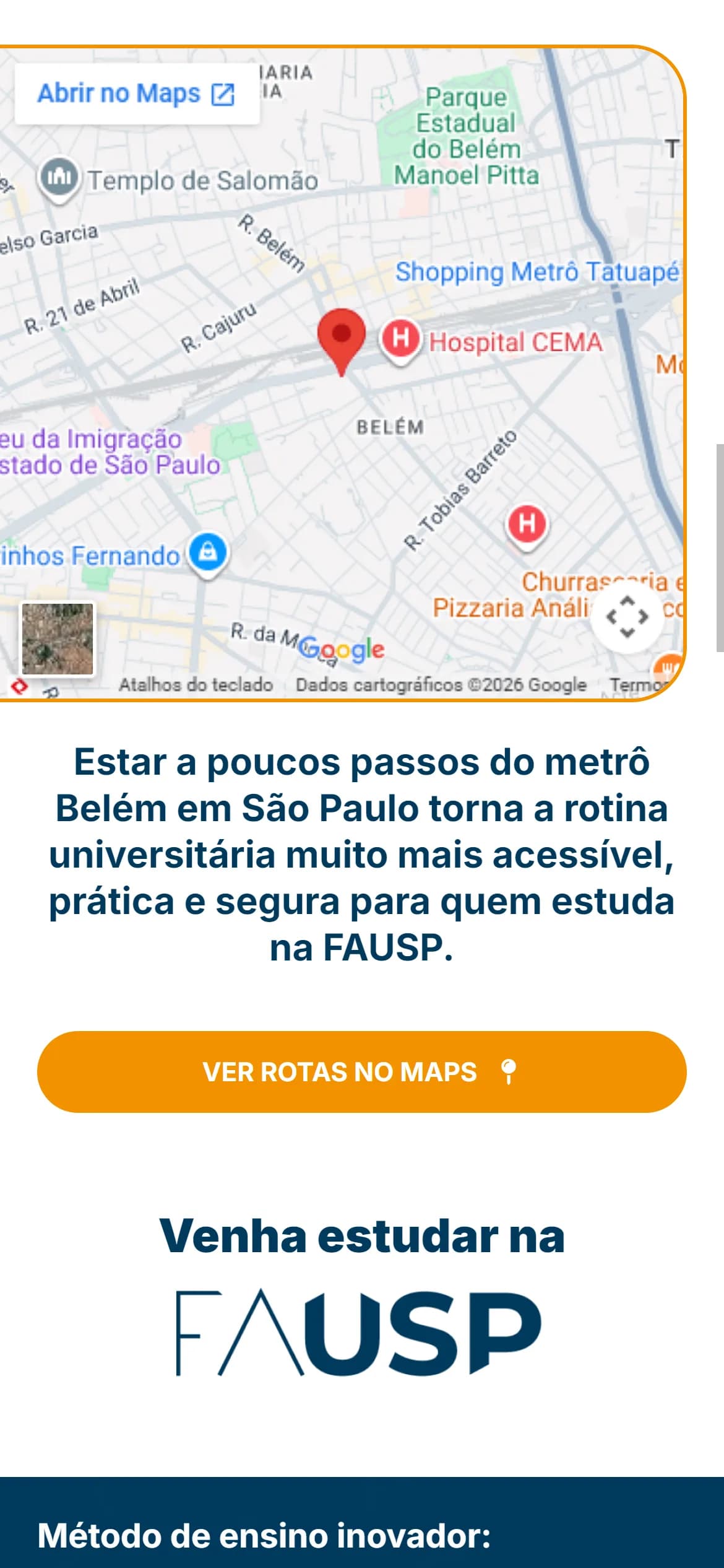 Seção interna no celular