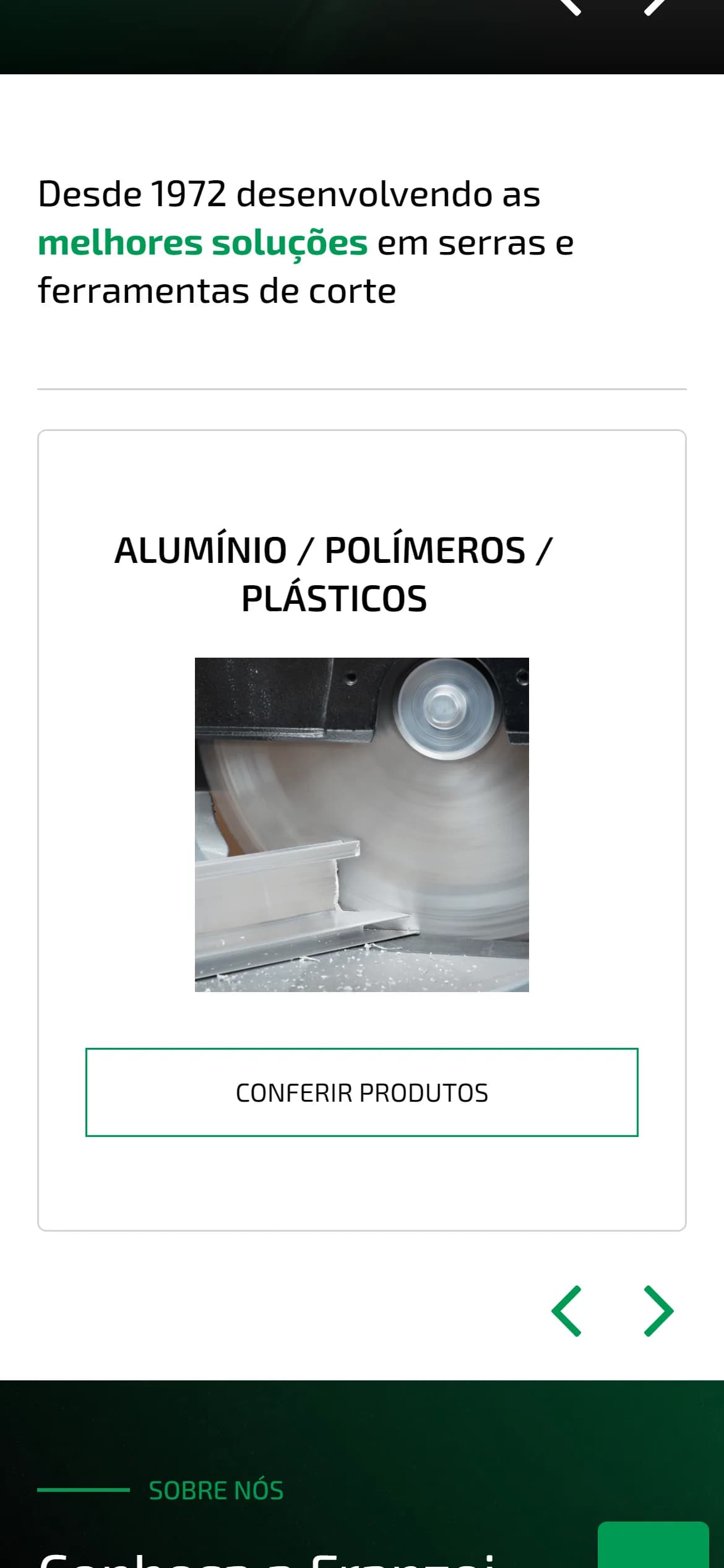 Topo do site no celular