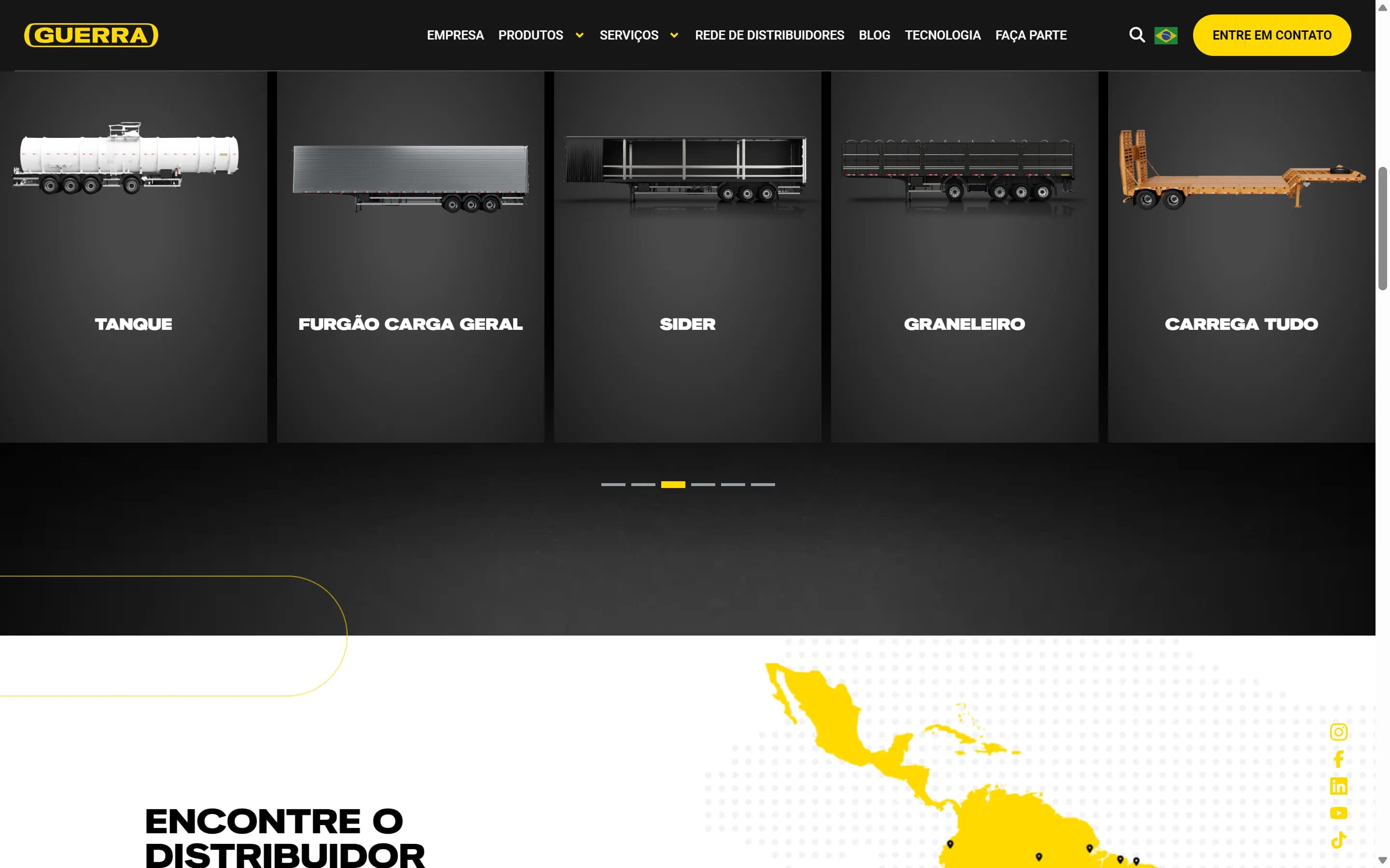 Destaque do site Guerra Implementos
