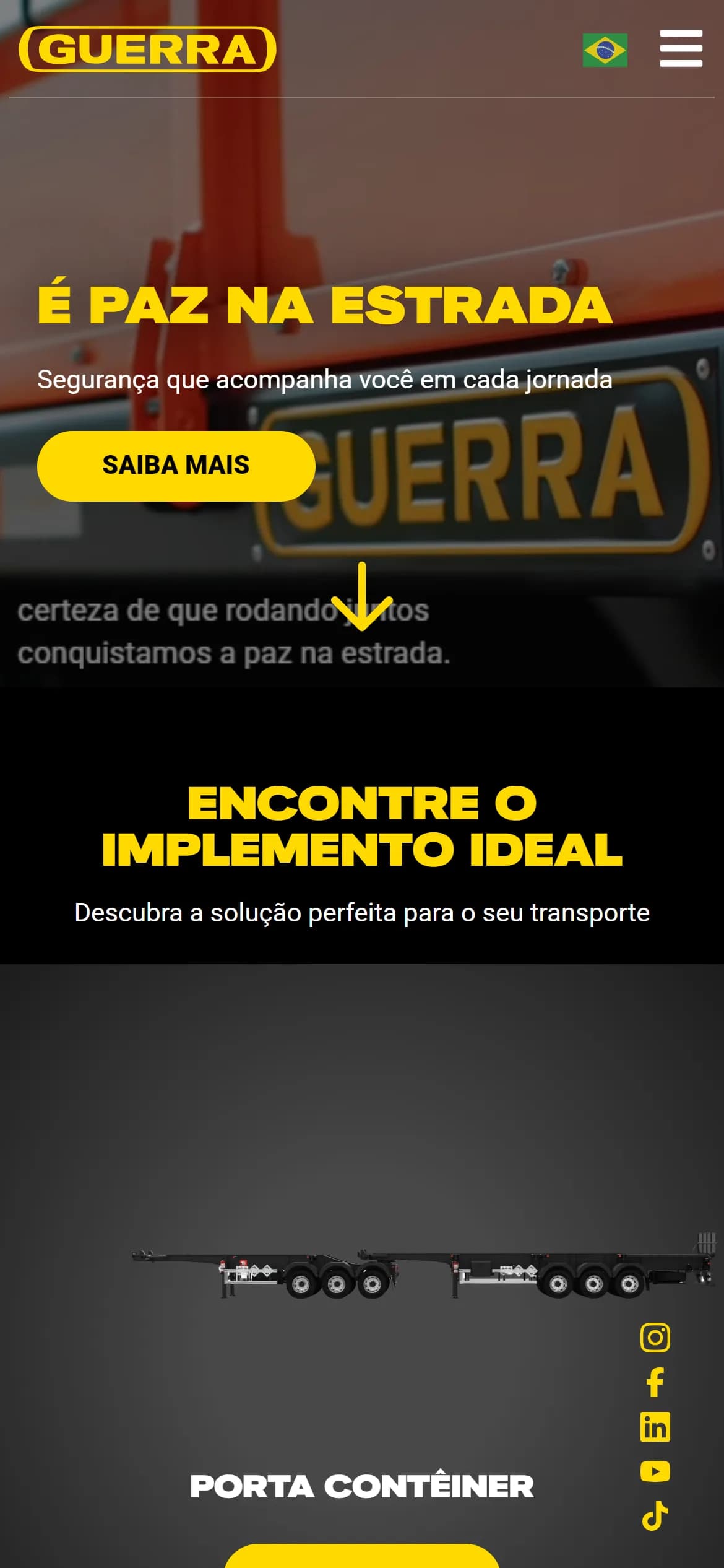 Topo do site no celular