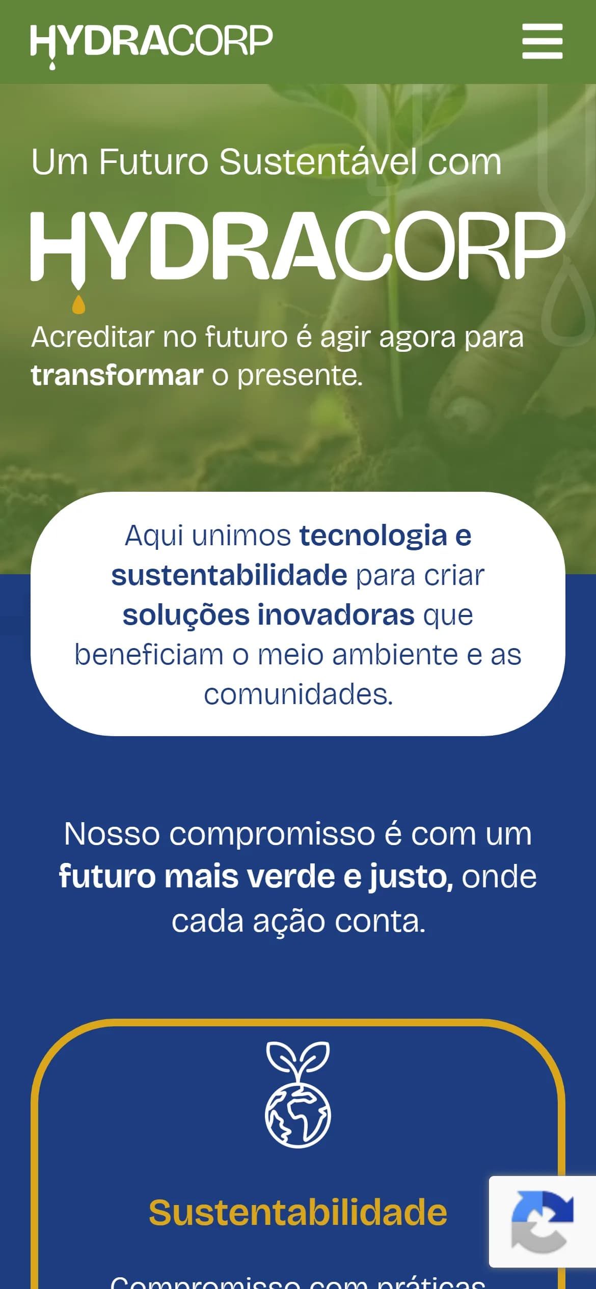 Topo do site no celular
