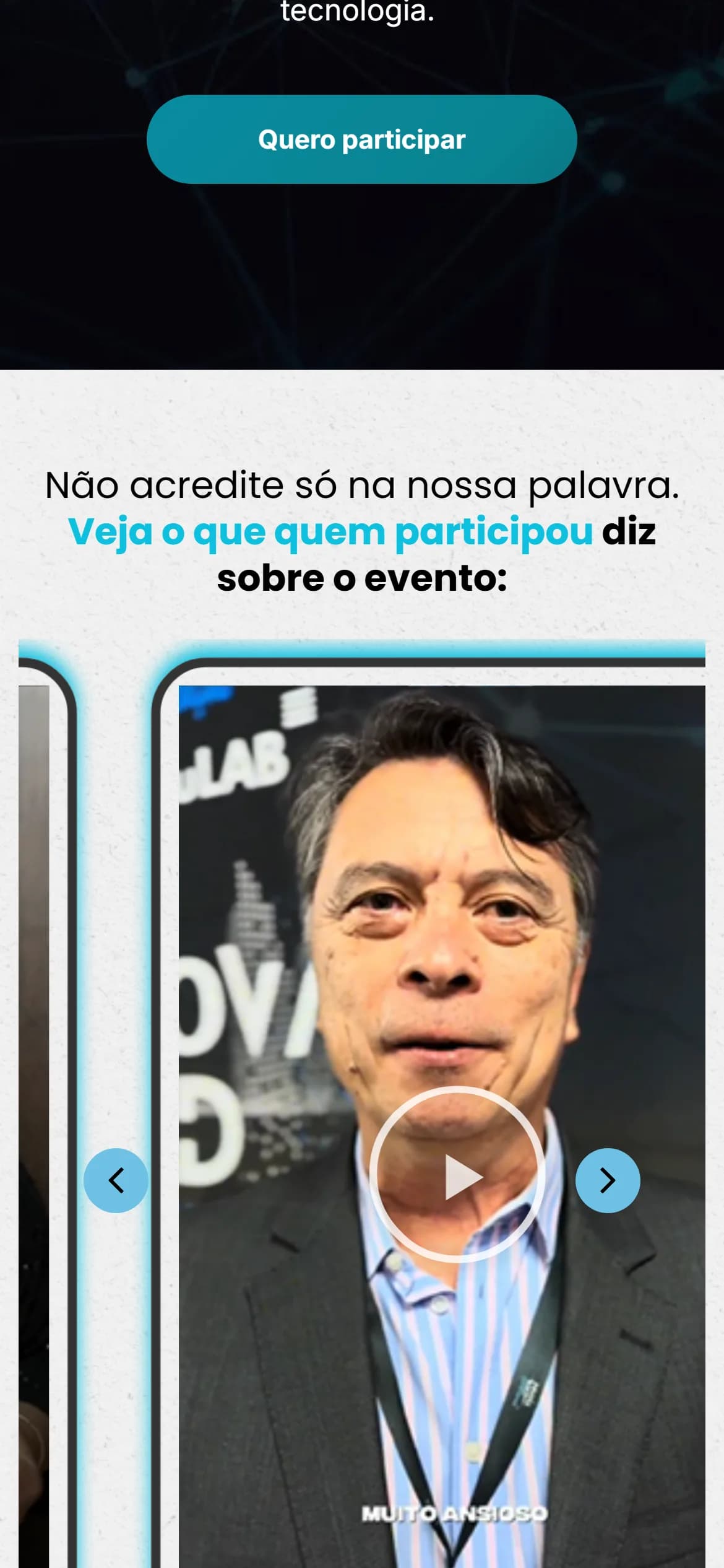 Seção interna no celular