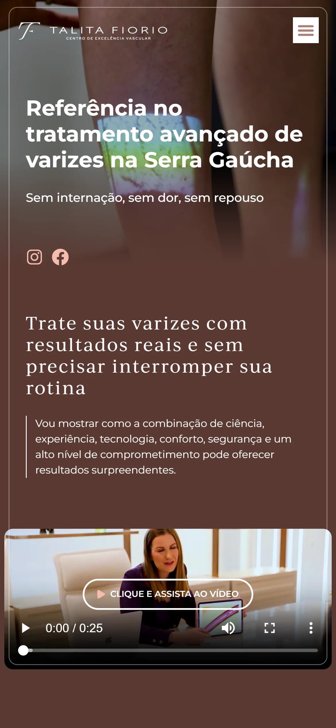 Topo do site no celular